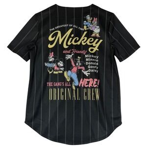 Disney Mickey & Friends Womens Size XS Black Baseball Jersey Graphic Shirt